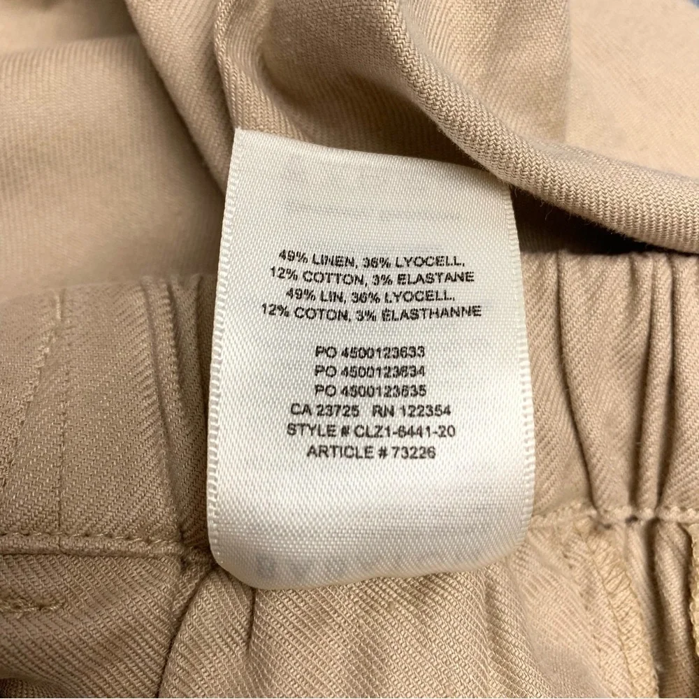 Aritzia Babaton Linen Blend Dexter Jogger Pants‎ XXS Cropped Ankle Pull On Beige